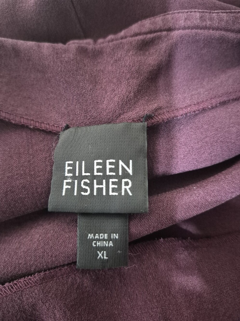 Eileen Fisher XL 100% Silk Wide Leg Pants Plum Purple Pull On - Picture 5 of 13